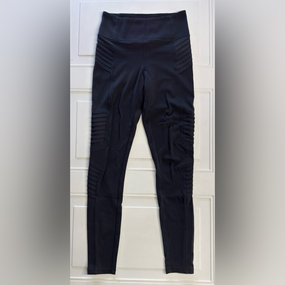 Athleta Women’s Sz Small Tall ST Black Delancey Moto Tight Leggings Zip Leg